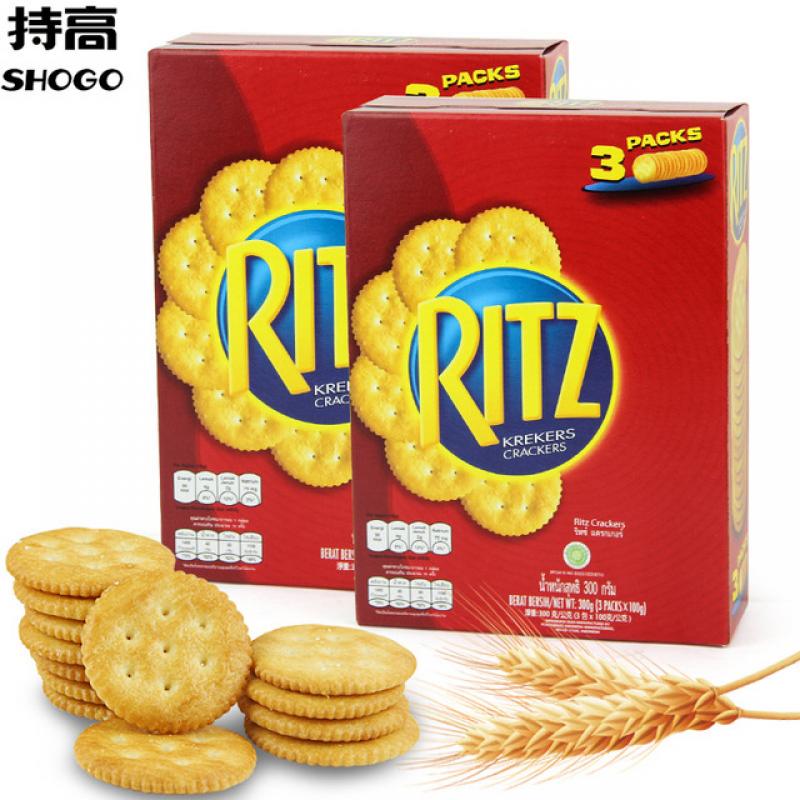 印尼进口卡夫RITZ 乐之原味饼干300g*2盒咸味酥脆饼干休闲零食